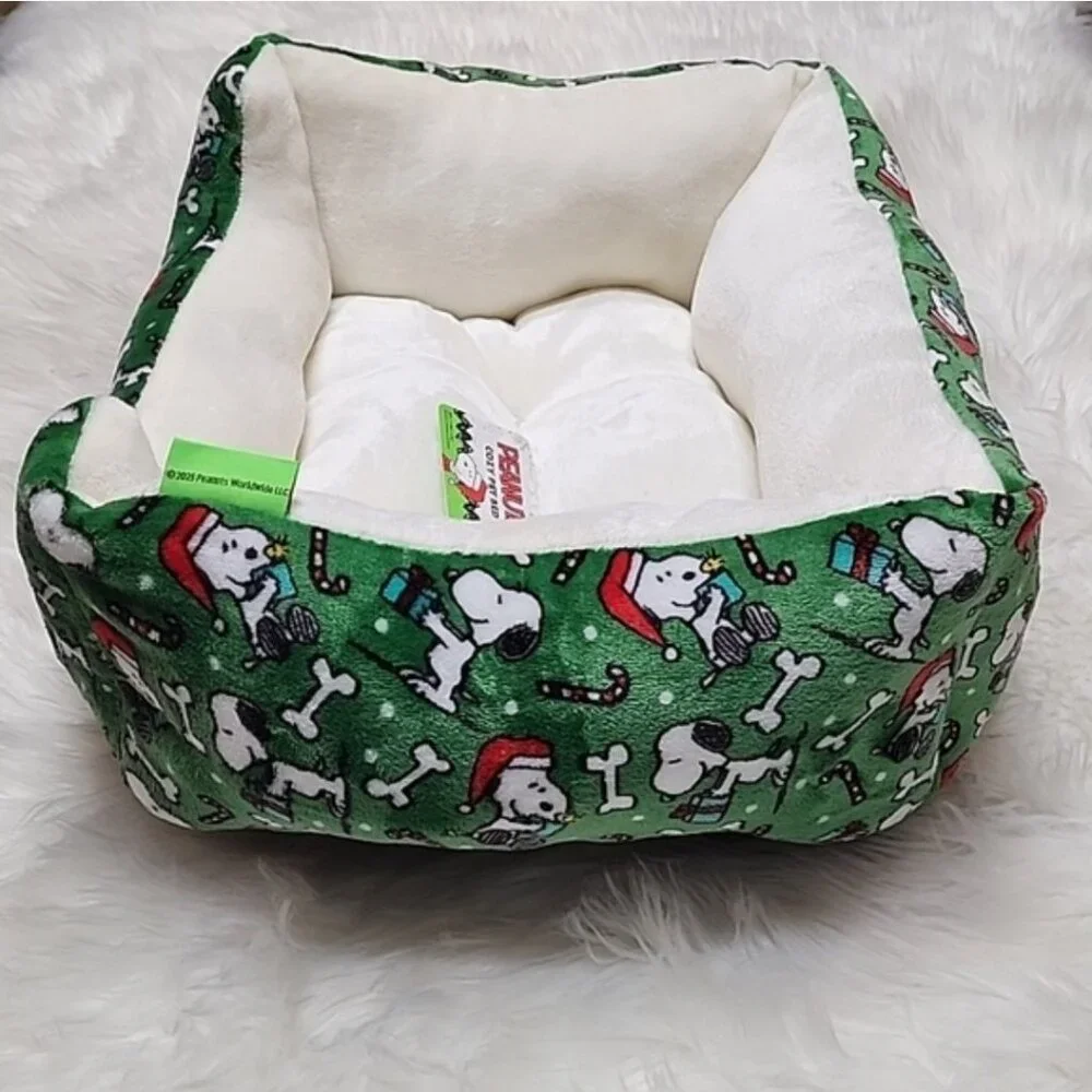 Charlie Brown Snoopy Christmas Pet Cat Dog Bed New With Tags 2025 Green Multi